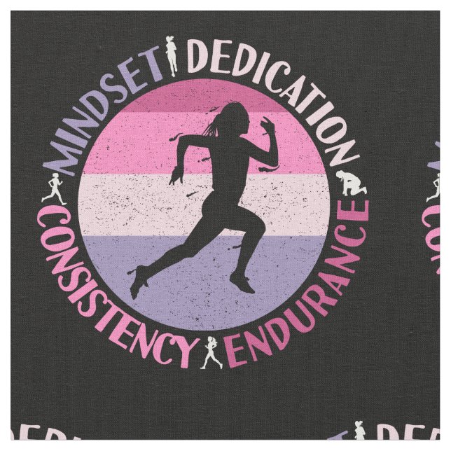 Running Mindset - Girly Runner Endurance Quote Fabric (Close Up)