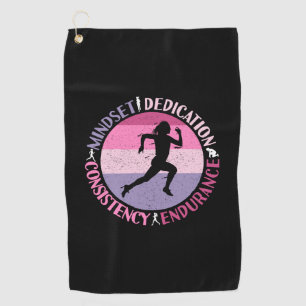 Running Mindset - Girly Runner Endurance Quote Golf Towel