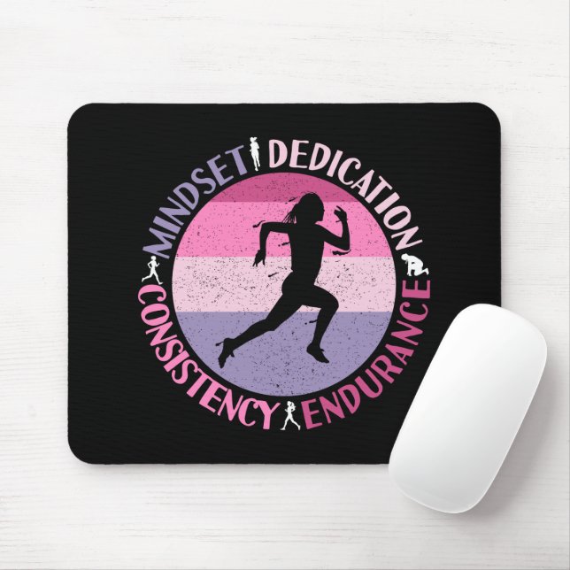 Running Mindset - Girly Runner Endurance Quote Mouse Pad (With Mouse)
