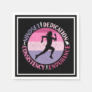 Running Mindset - Girly Runner Endurance Quote Napkin