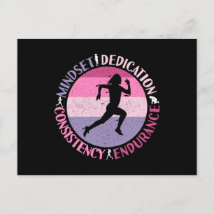 Running Mindset - Girly Runner Endurance Quote Postcard