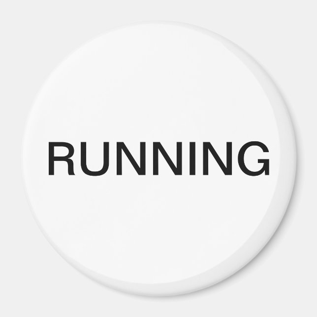 Running minimal white dishwasher magnet (Front)