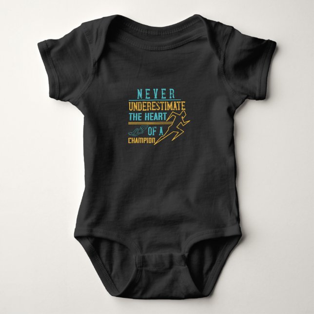 Running - Never underestimate champion Baby Bodysuit (Front)