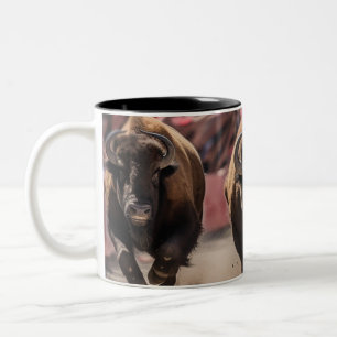 Running of the bulls Two-Tone coffee mug