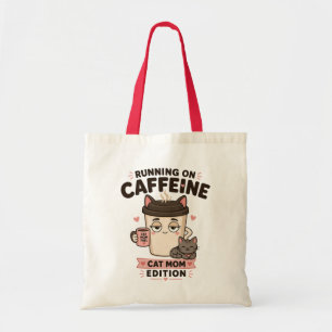 Running On Caffeine Funny Cat Mom Tote Bag Gift