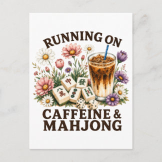 Running on Caffeine & Mahjong Invitation Postcard