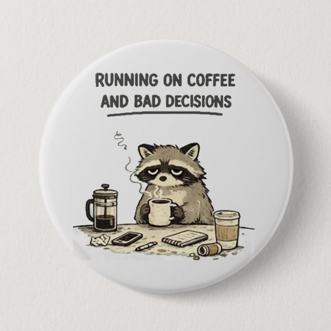 running on coffee 3 inch round button (Front)