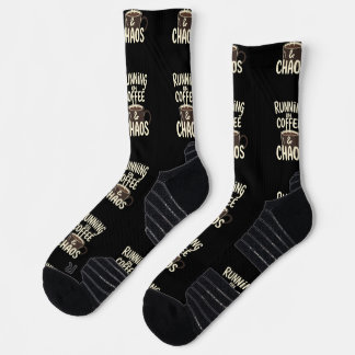 Running on Coffee and Chaos Funny Lifestyle Art Socks
