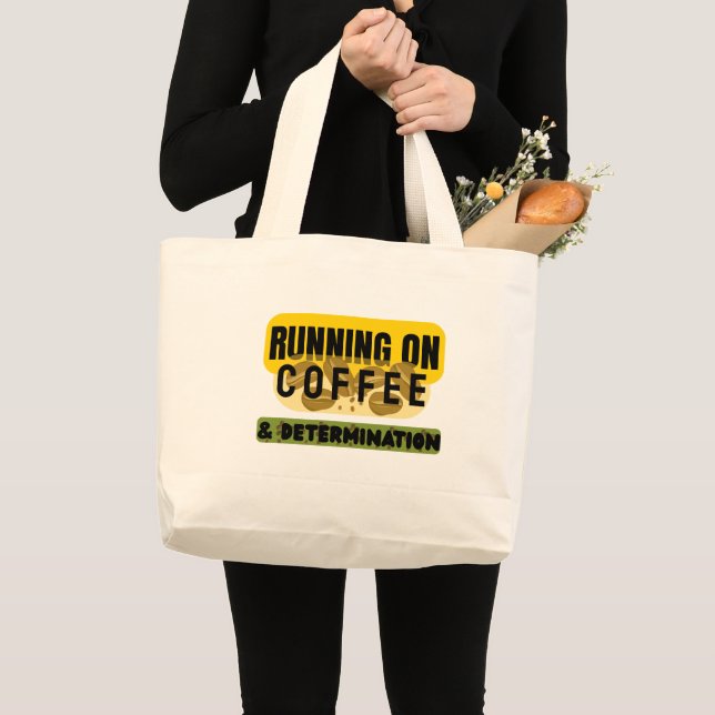 Running on Coffee & Determination tote bag (Front (Product))
