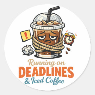 Running on Deadlines & Iced Coffee Sticker