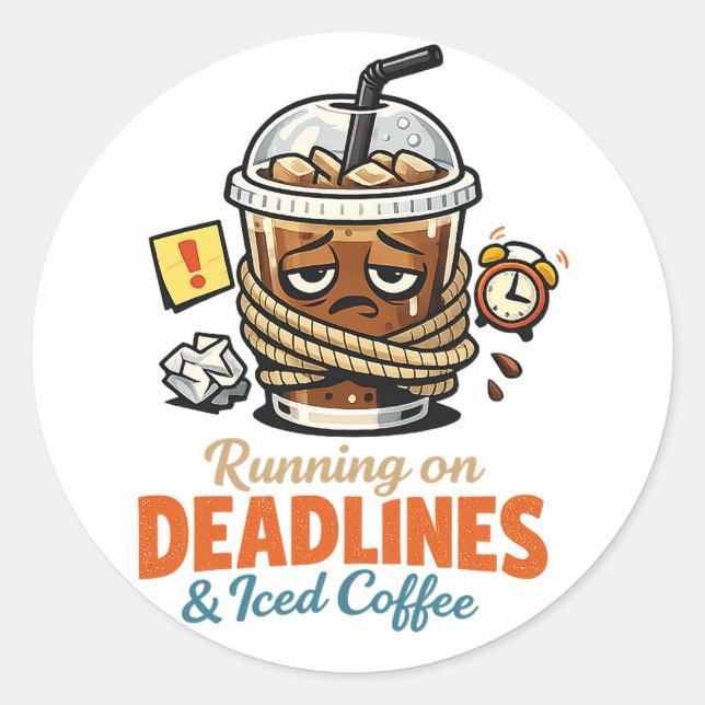Running on Deadlines & Iced Coffee Sticker (Front)