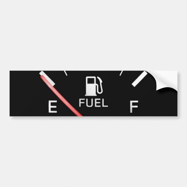 Running on Empty Bumper Sticker (Front)