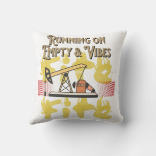Running on Empty & Vibes – Funny Aesthetic Throw P Pillow