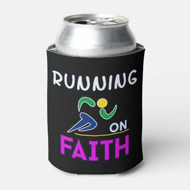 Running on Faith Christian Runner Can Cooler (Can Front)