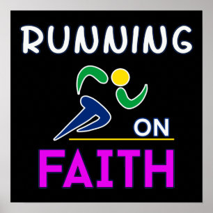 Running on Faith Christian Runner Poster