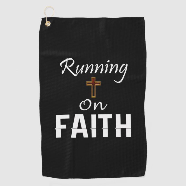 Running on Faith Runner Golf Towel (Front)