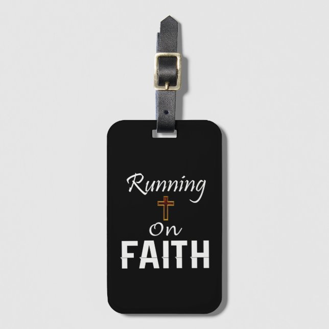 Running on Faith Runner Luggage Tag (Front Vertical)
