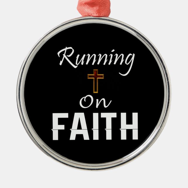 Running on Faith Runner Metal Ornament (Front)