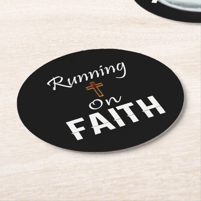 Running on Faith Runner Round Paper Coaster (Angled)