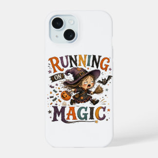 Running On Magic Cute Halloween Witch Watercolor A iPhone 15 Case
