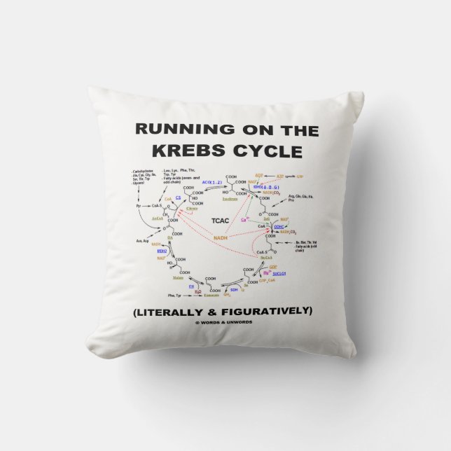 Running On The Krebs Cycle (Science Humour) Throw Pillow (Front)