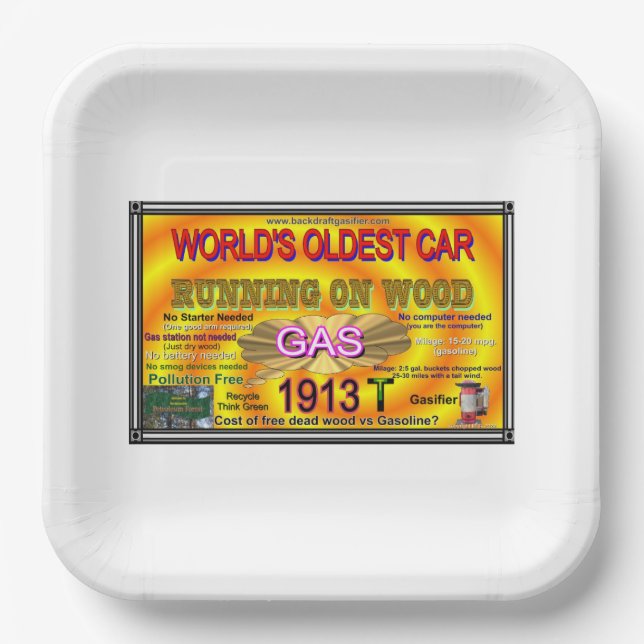 Running on wood banner paper plate (Front)