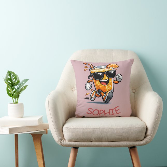 Running Orange Juice Throw Pillow (Chair)