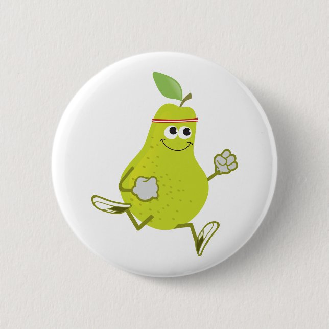 Running Pear 2 Inch Round Button (Front)
