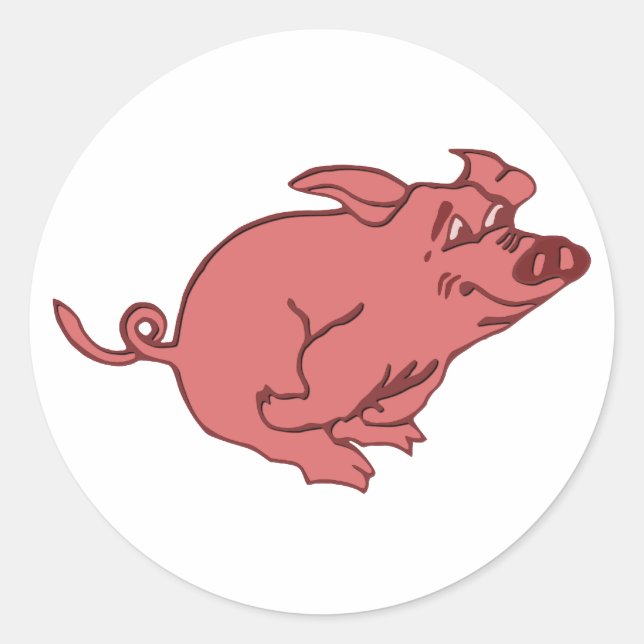 running pig classic round sticker (Front)