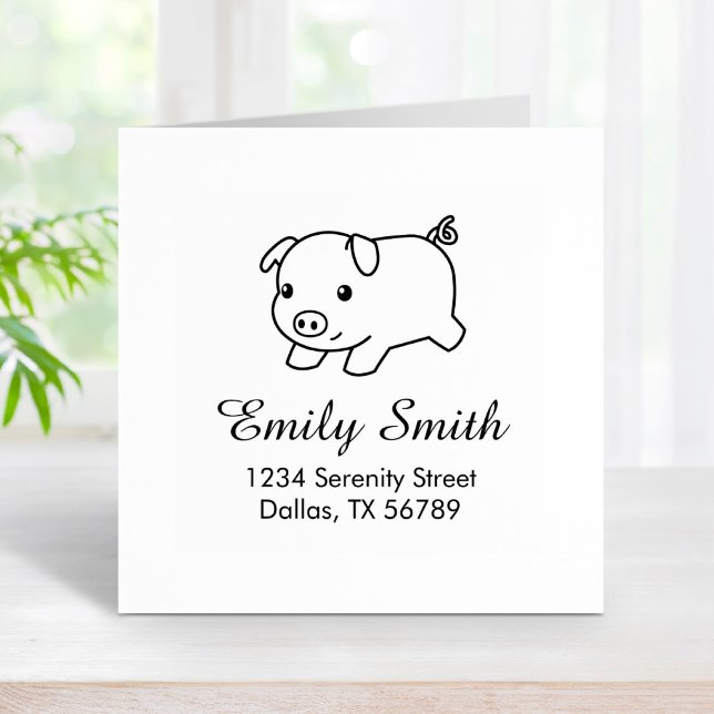Running Piglet Pig Address Rubber Stamp (Creator Uploaded)