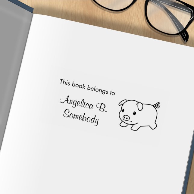 Running Piglet Pig Bookplate Rubber Stamp (Creator Uploaded)