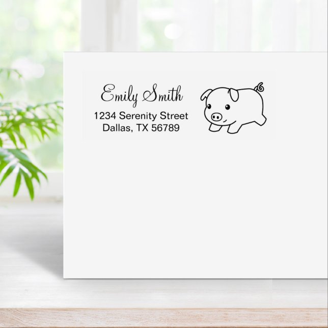 Running Piglet Pig Return Address Rubber Stamp (Creator Uploaded)