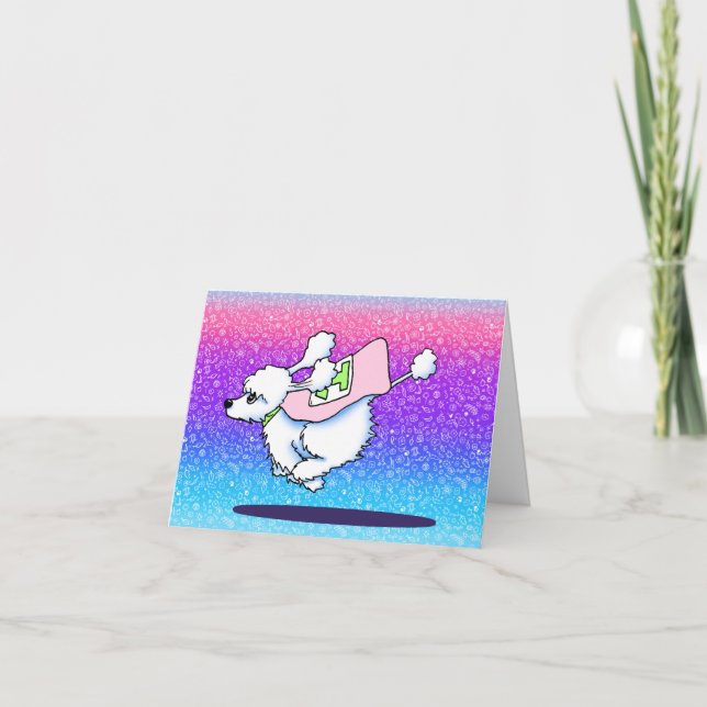 Running Poodle Thank You Card (Front)