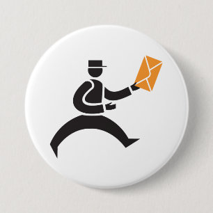 Running Postman Delivering Mail Postal Worker 3 Inch Round Button