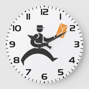 Running Postman Delivering Mail Postal Worker Large Clock