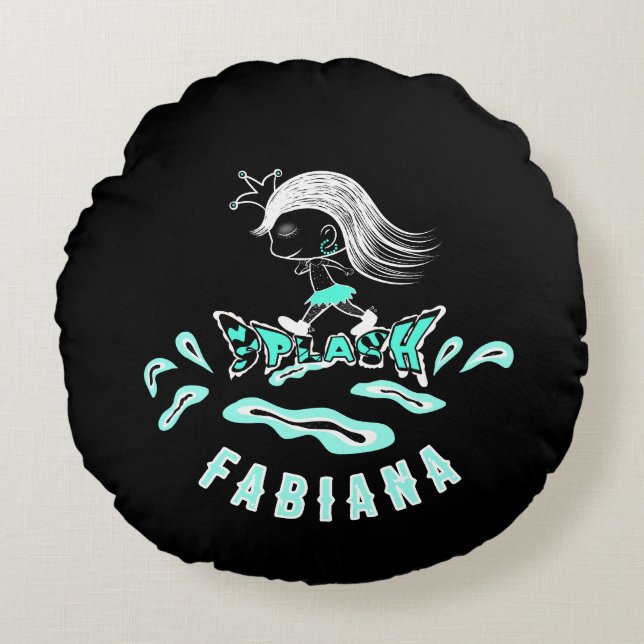 Running princess round pillow (Front)