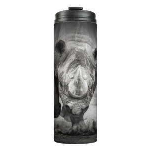 Running Rhinoceros: Wild Animal Portrait. Thermal Tumbler
