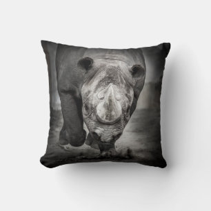 Running Rhinoceros: Wild Animal Portrait. Throw Pillow