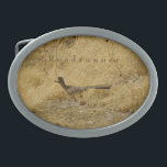 Running Roadrunner Belt Buckle<br><div class="desc">Photo taken in Colorado. Customizable. Available in oval or rectangular shape.</div>
