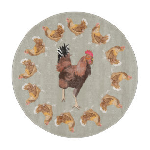 Running Rooster and Strutting Hens  Cutting Board