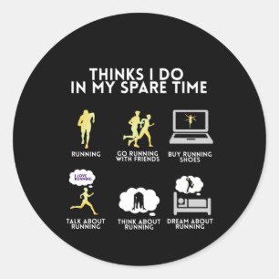Running Run Runner Marathon funny gift gift idea Classic Round Sticker