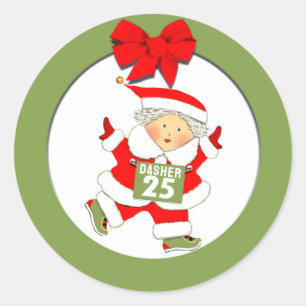 Running Runner Christmas Holiday Classic Round Sticker