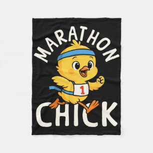 Running Runner Half Marathon Chicken Girl Vintage Fleece Blanket