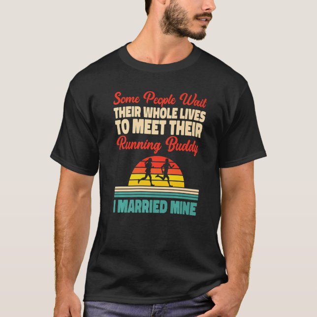 Running Runner Half Marathon Marriage Wedding Husb T-Shirt (Front)