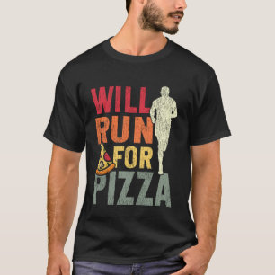Running Runner Half Marathon Pizza Vintage Retro W T-Shirt
