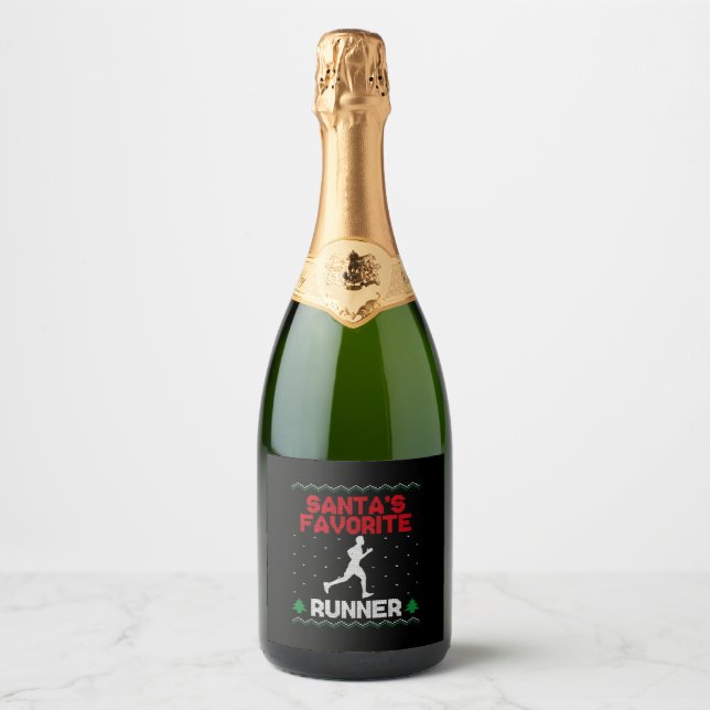 Running Runner Half Marathon Ugly Sparkling Wine Label (Front)