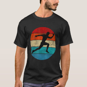 Running Runner Silhouette Vintage Retro Sunset Fun T-Shirt