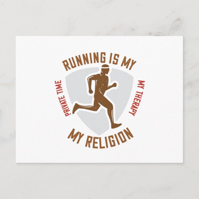 Running -Running is therapy and religion Postcard (Front)