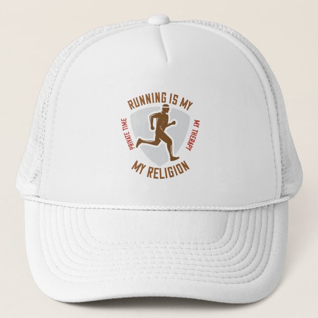 Running -Running is therapy and religion Trucker Hat (Front)