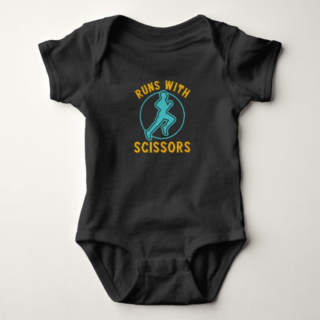 Running - Runs with scissors Baby Bodysuit (Front)